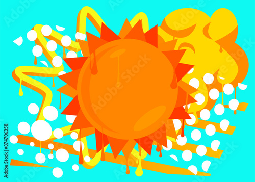 Summer Sun graffiti. Abstract modern street art decoration performed in urban painting style.