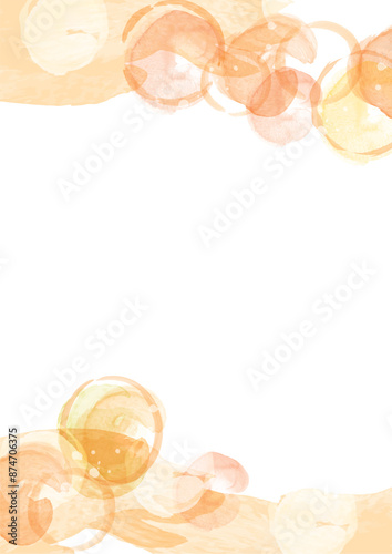 オレンジ　水彩　秋の紅葉背景素材