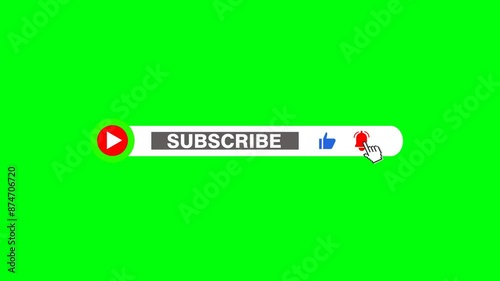 social media subscribe button sign streaming, 2d animation subscribe bar.