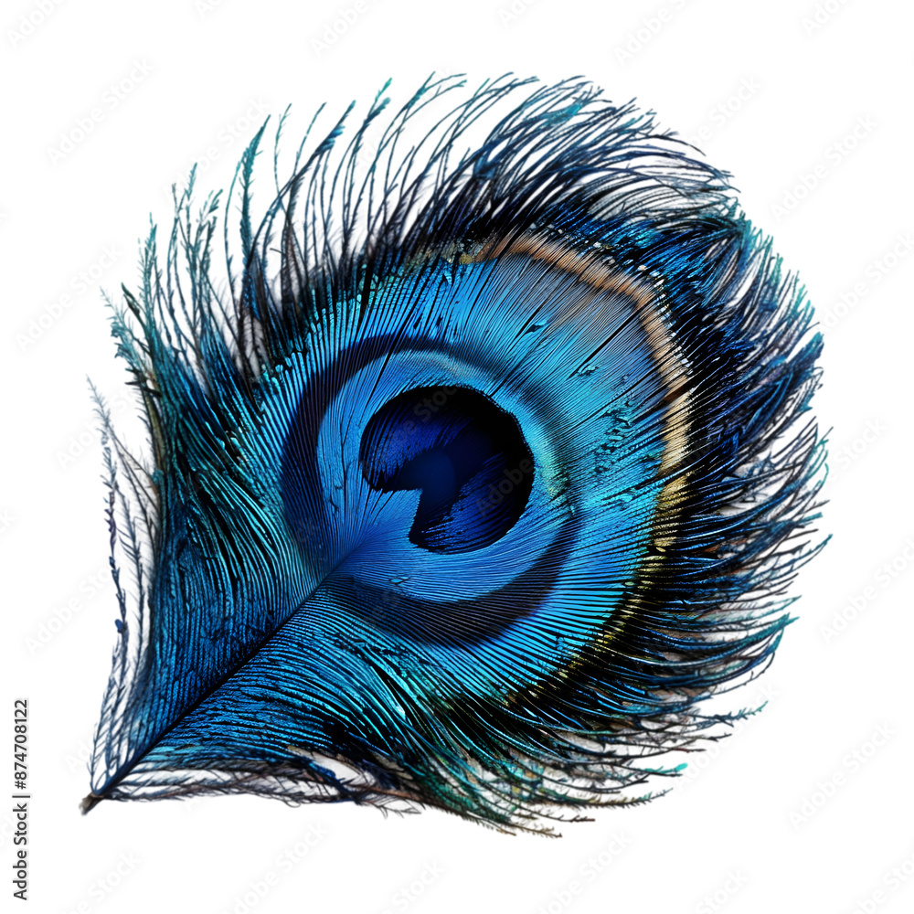 Obraz premium Peacock Feather Closeup., transparent, cut out