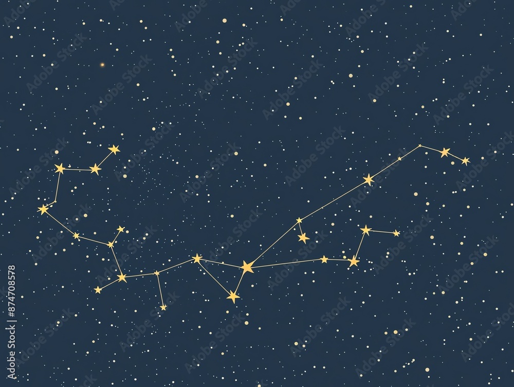 Fototapeta premium Big Dipper constellation, prominent stars, flat design illustration