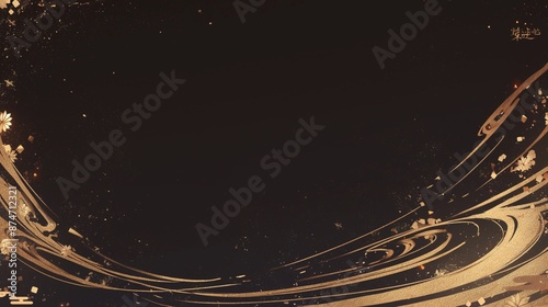 金の波テクスチャー、黒背景7