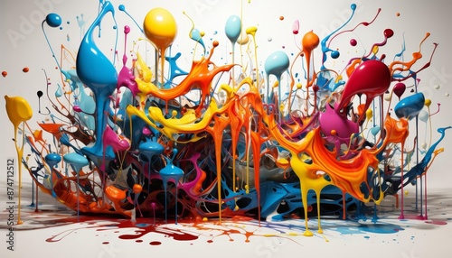 A chaotic abstract illustration with splattered paint and dripping lines, evoking the energy of an artists studio