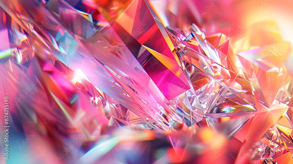 Spectrum Gradient Mosaic: A High-Tech Digital Collage of Fragmented Geometric Shapes and Crystalline Structures Spectrum Gradient Mosaic: A High-Tech Digital Collage of Fragmented Geometric Shapes and Crystalline Structures