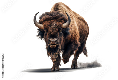 an image of an bison stands isolated on transparent background With clipping path.3d render