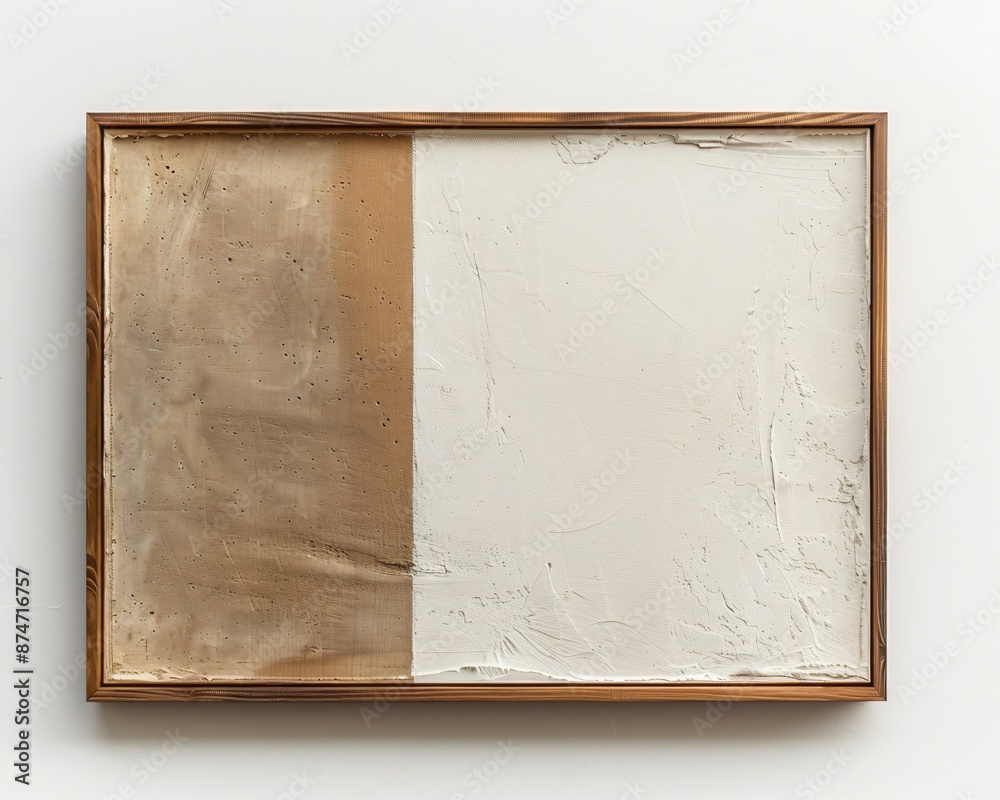 Fototapeta premium realistic mock up empty simple wooden photo frame, gallery wall on white wall