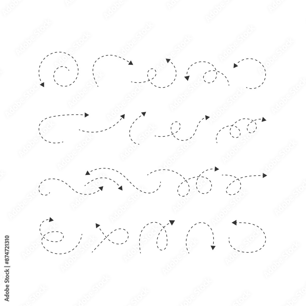 Arrow dash line icon set icon isolated vector illustration. Arrow dash line icon set icon isolated vector illustration.