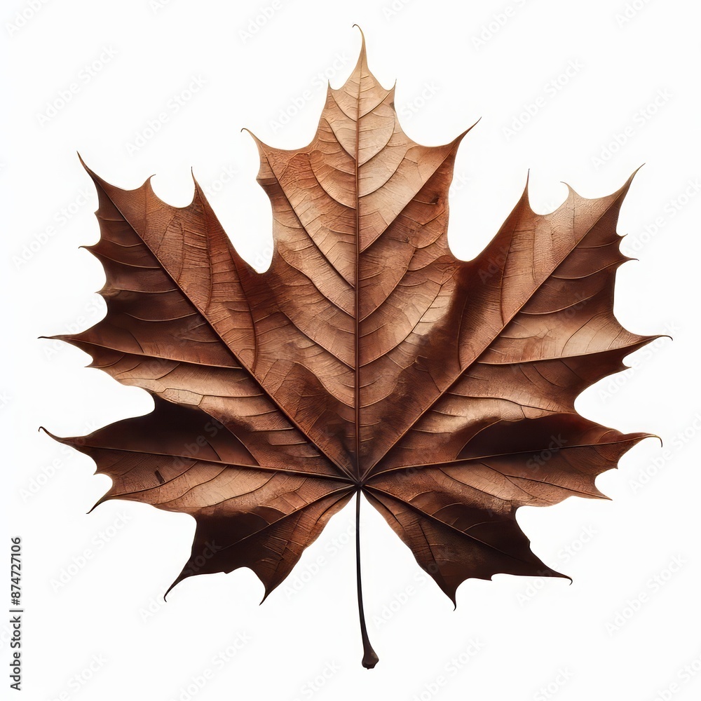 Fototapeta premium Isolated dry maple leaf with autumn colors on white background