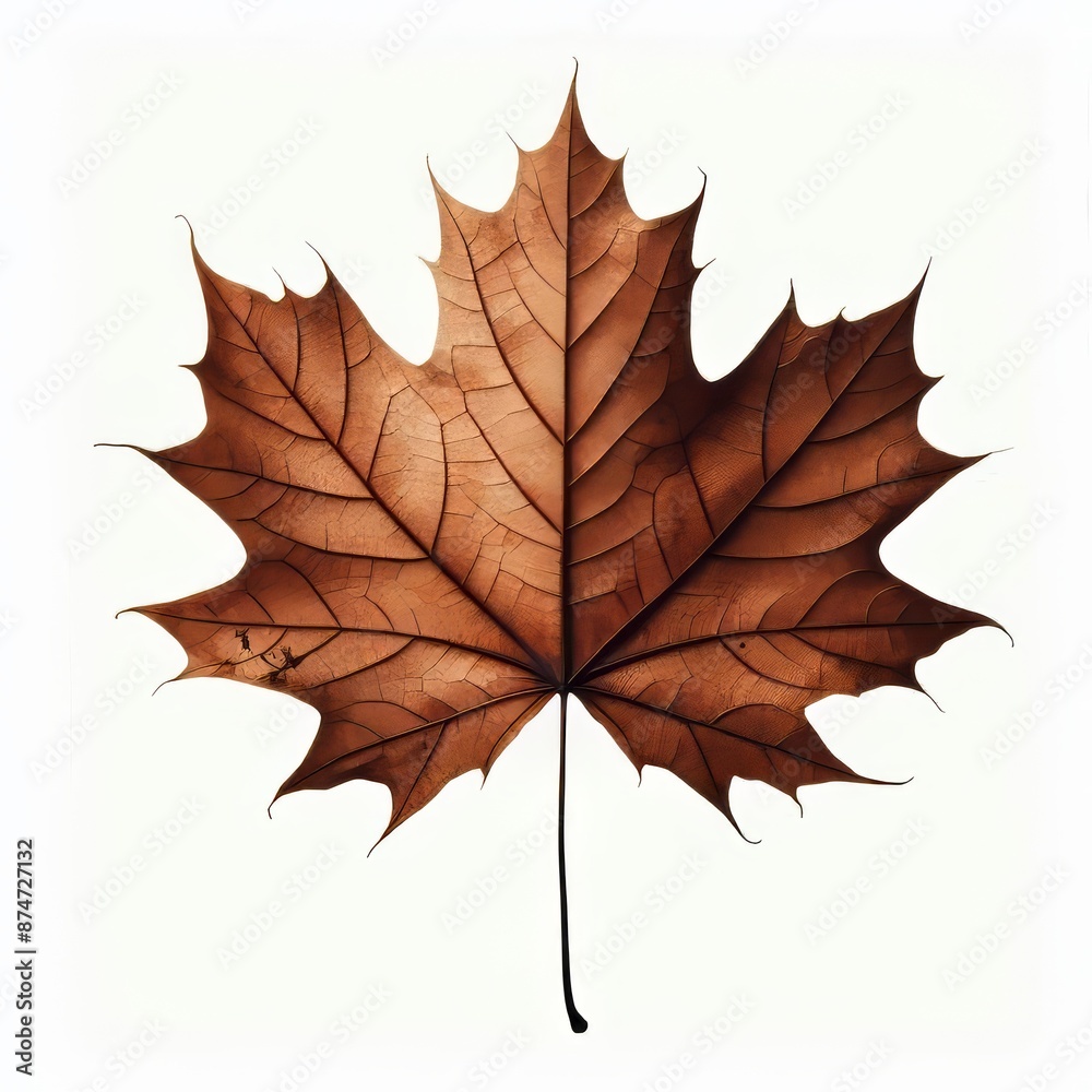 Obraz premium Isolated dry maple leaf with autumn colors on white background