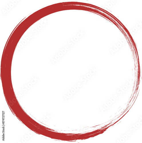 筆で描いた赤色のシンプルな円のイラスト