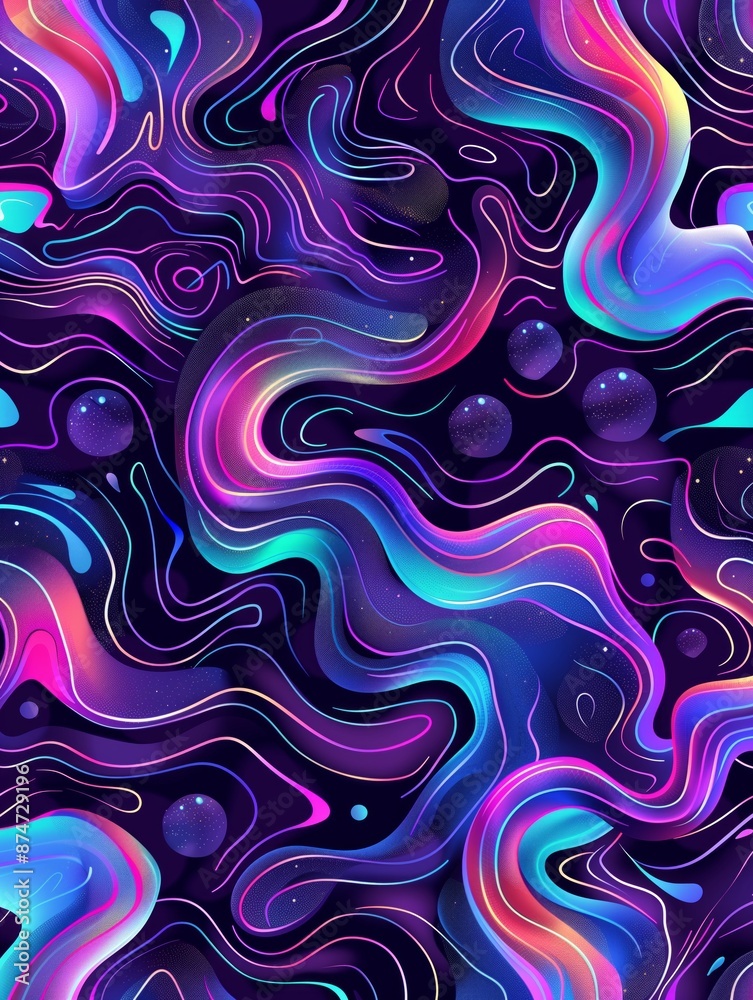 Vibrant Abstract Digital Art with Colorful Spheres and Fluid Waves Vibrant Abstract Digital Art with Colorful Spheres and Fluid Waves