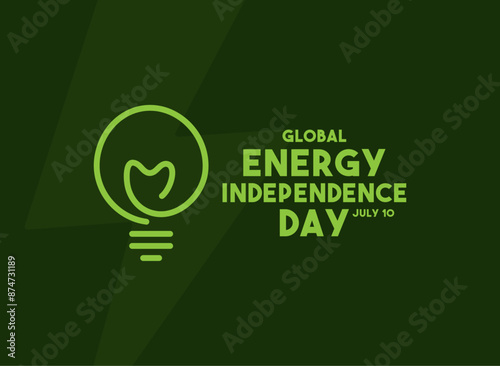 Global Energy Independence Day. July 10. Dark green background. Flat design vector.