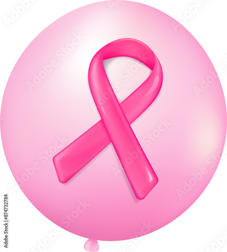 Pink ribbon on isolated background. Breast cancer awareness month.