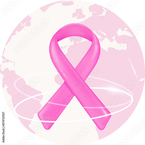 Pink ribbon on isolated background. Breast cancer awareness month.