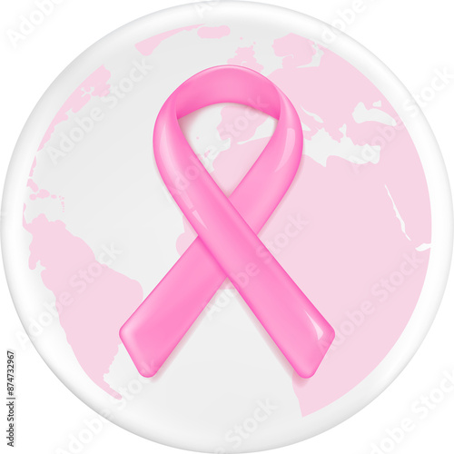Pink ribbon on isolated background. Breast cancer awareness month.