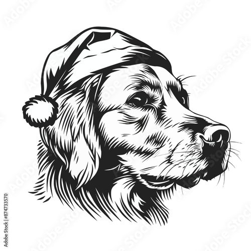 Golden Labrador Retriever vector with christmas head  photo