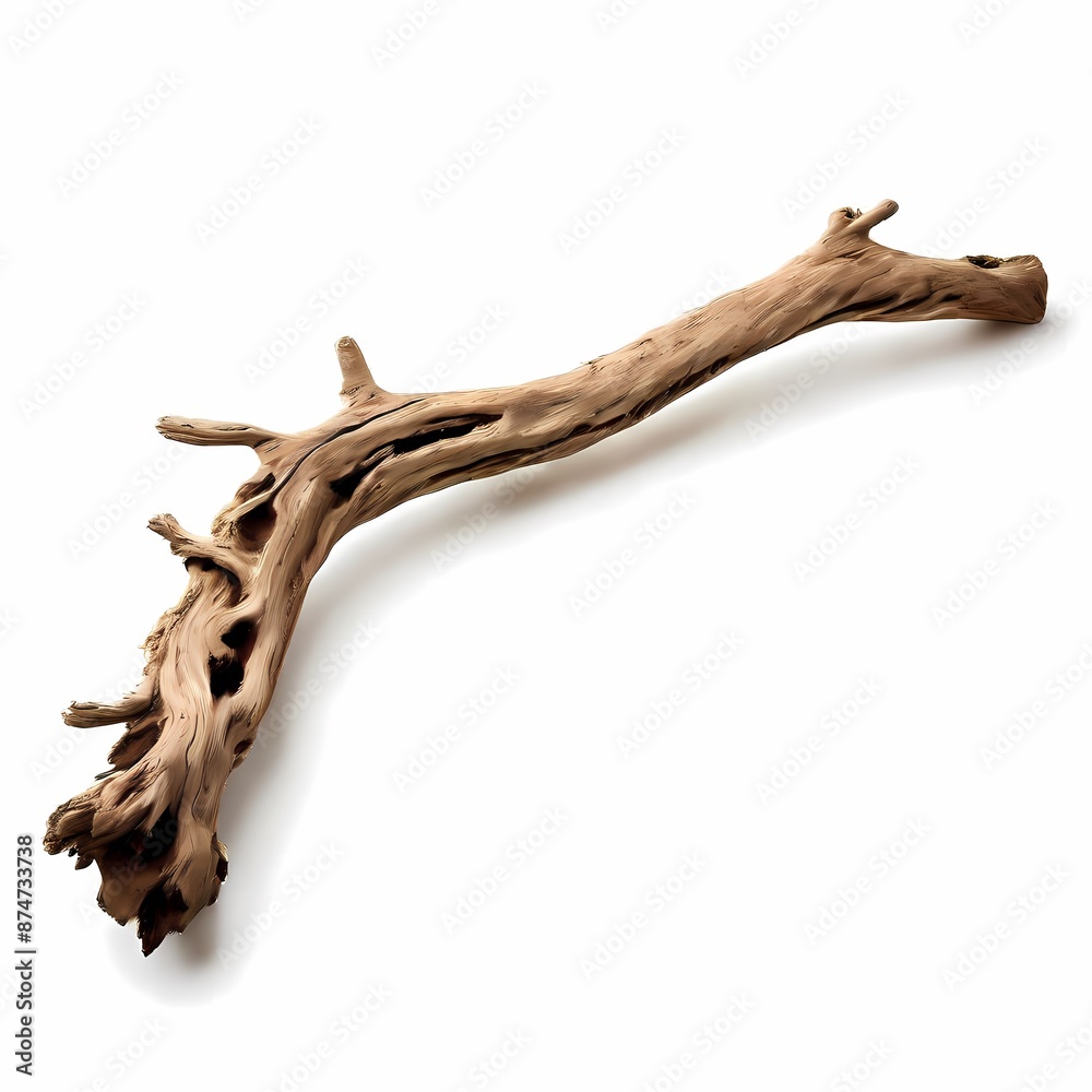 Driftwood on white background, AI Generated Driftwood on white background, AI Generated