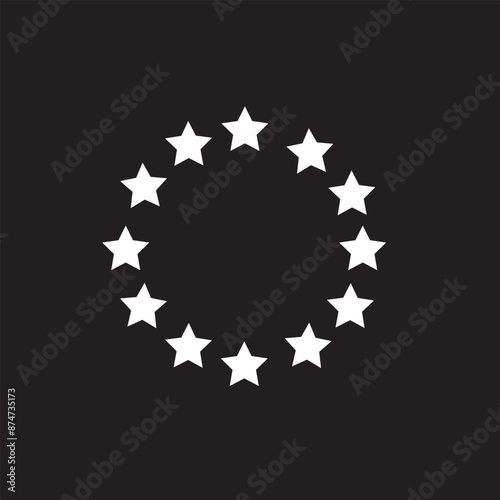 The wreath of stars of EU icon vector. Circle of gray stars or EU flag. European Union icon vector. Vector illustration.