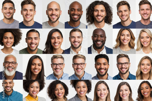 Wallpaper Mural Diverse portraits group of smiling faces in grid Torontodigital.ca