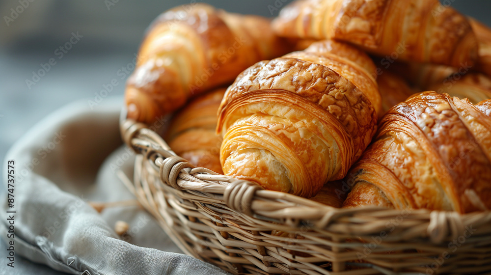 stack of croissants in a basket, Ai generated images stack of croissants in a basket, Ai generated images