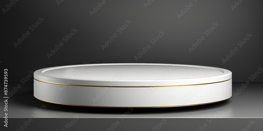 White Round Platform with Gold Trim White Round Platform with Gold Trim