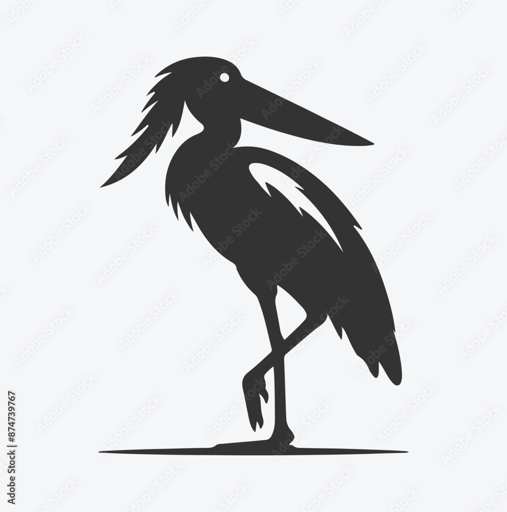 Fototapeta premium Majestic Shoebill Silhouette, Capturing the Grace of Nature's Stork