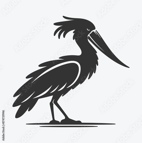 Majestic Shoebill Silhouette, Capturing the Grace of Nature's Stork