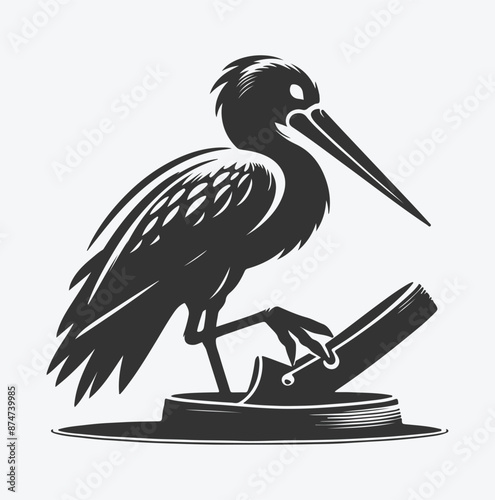 Majestic Shoebill Silhouette, Capturing the Grace of Nature's Stork