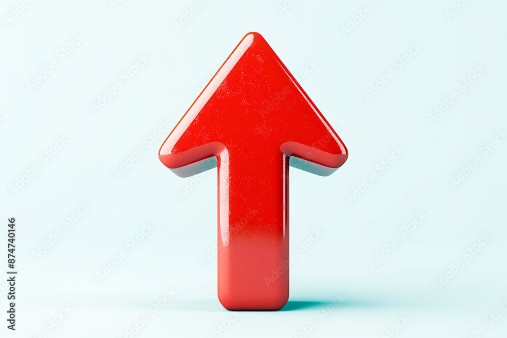 A large red arrow pointing upwards on a plain white background, symbolizing growth or progress. Generative AI A large red arrow pointing upwards on a plain white background, symbolizing growth or progress. Generative AI