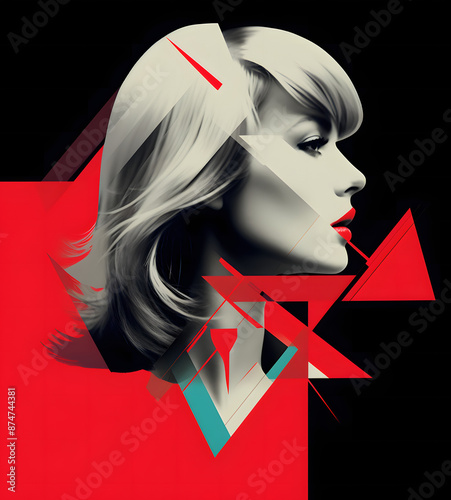 Artistic Portrait with Red Elements