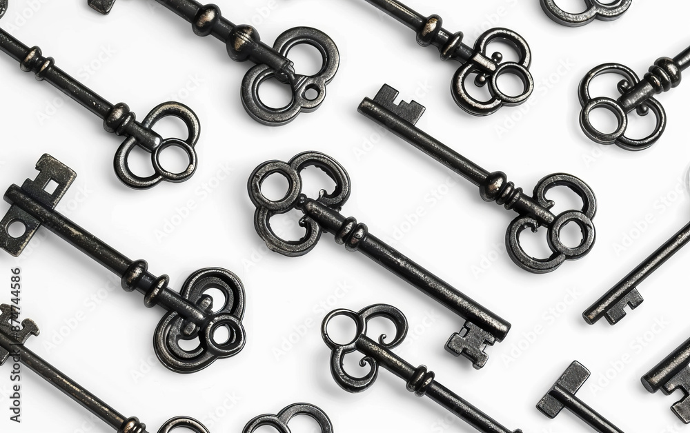 Antique Skeleton Keys Forming an Elegant Pattern Antique Skeleton Keys Forming an Elegant Pattern