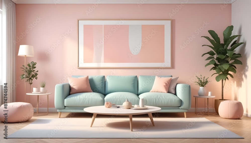 Modern interior background, living room, Scandinavian style Modern interior background, living room, Scandinavian style