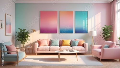 Modern interior background, living room, Scandinavian style