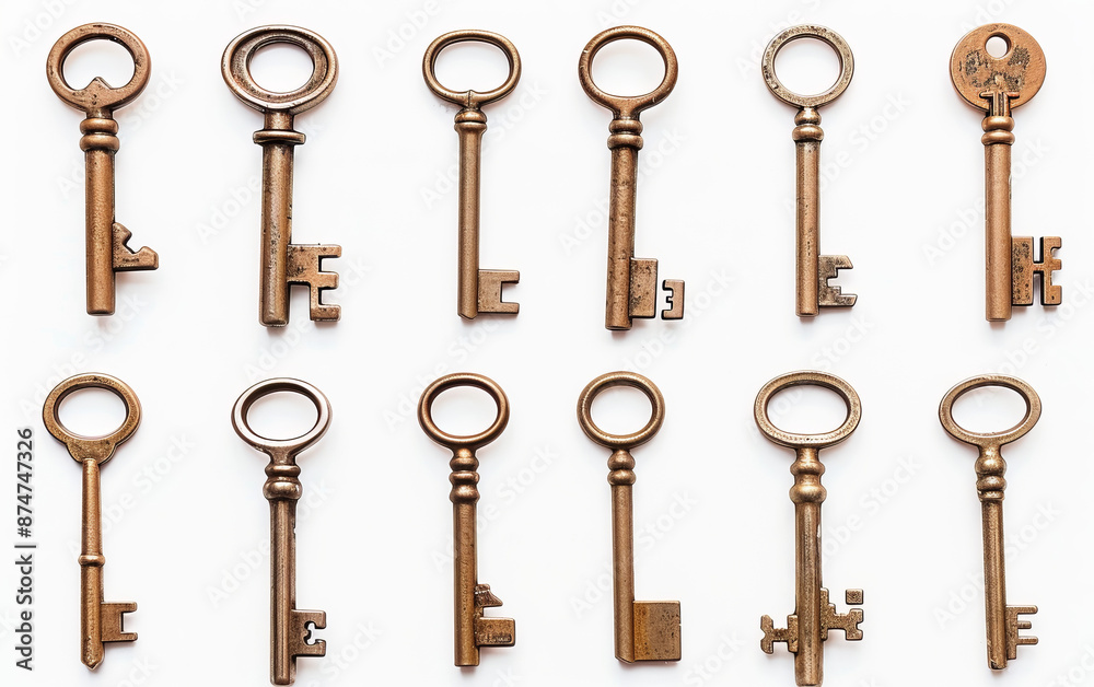 Antique Skeleton Keys Forming Unique Artistic Design Antique Skeleton Keys Forming Unique Artistic Design