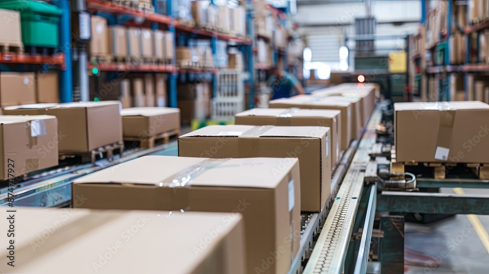 Production of cardboard boxes in a factory