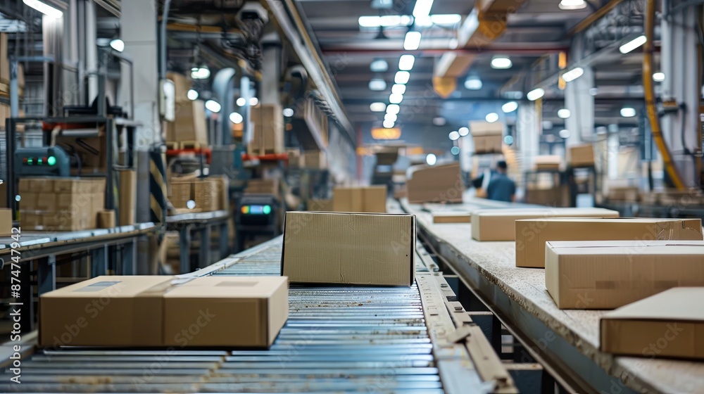 Production of cardboard boxes in a factory Production of cardboard boxes in a factory