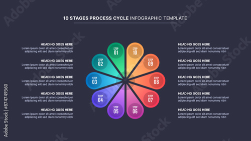 Ten 10 Steps Options Circle Business Infographic Modern Design Template