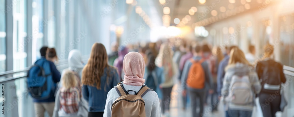 Magazine style photograph of educators commuting to a museum, emphasizing the cultural setting, their enthusiasm, and the artistic atmosphere Magazine style photograph of educators commuting to a museum, emphasizing the cultural setting, their enthusiasm, and the artistic atmosphere