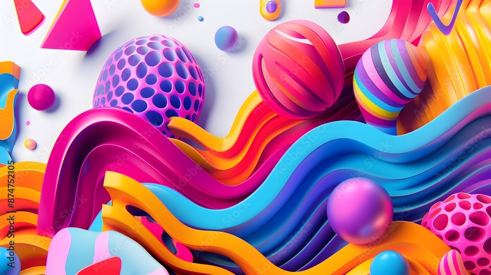 Vibrant Fluid Swirls and Shapes of Vivid Colors in Abstract Digital Art Vibrant Fluid Swirls and Shapes of Vivid Colors in Abstract Digital Art