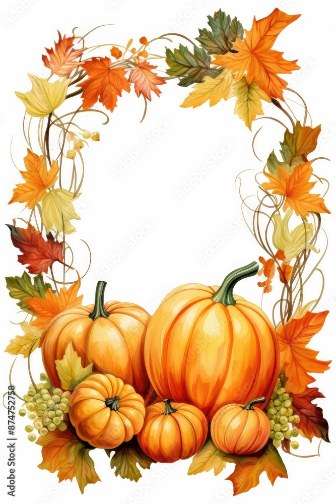 pumpkin frame, seasonal element, glossy finish, vibrant colors, isolated on white background. pumpkin frame, seasonal element, glossy finish, vibrant colors, isolated on white background.