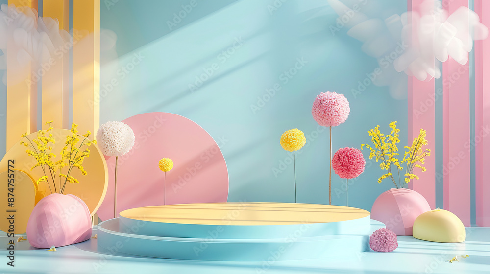Podium Pedestal for Product Showcase. Product Photography. Product Mockup in 3D Rendered Style. Product Showcase Background Podium Pedestal for Product Showcase. Product Photography. Product Mockup in 3D Rendered Style. Product Showcase Background