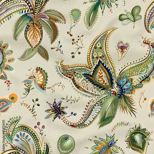 Elegant Ornate Paisley Flower and Vine Pattern