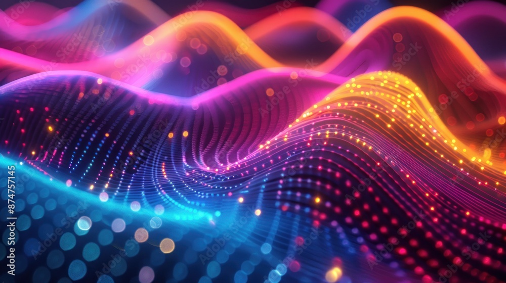 Abstract Colorful Wavy Lines and Glow Dots Abstract Colorful Wavy Lines and Glow Dots
