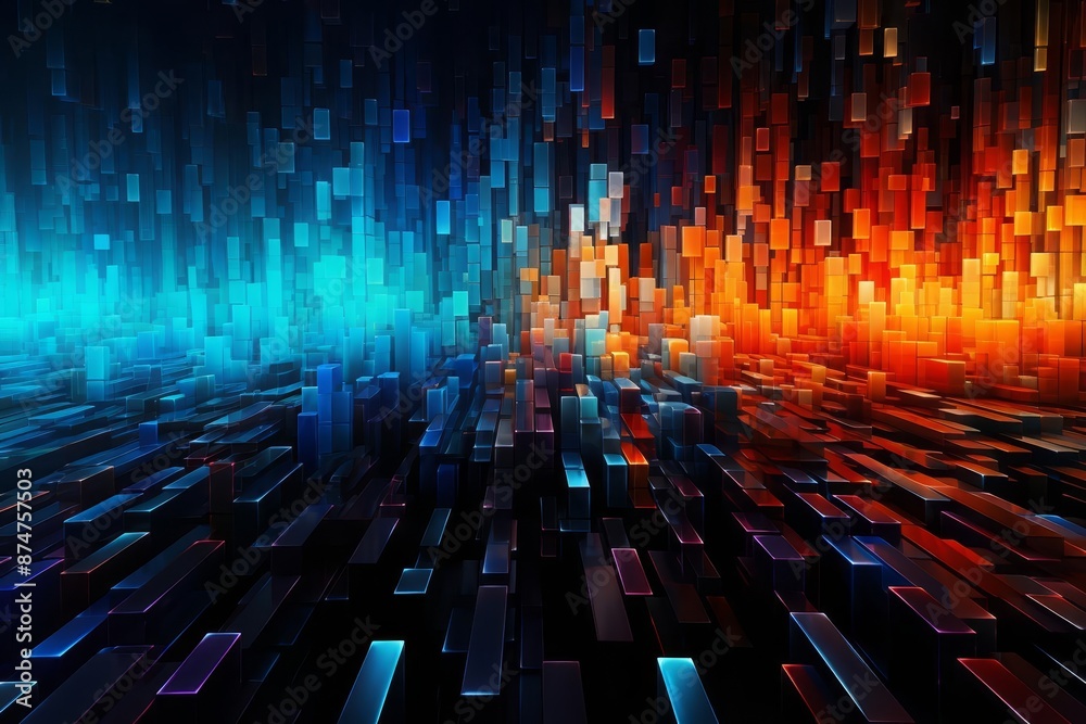 A modern abstract background illustration with a pixelated effect in shades of blue and green, reflecting digital noise A modern abstract background illustration with a pixelated effect in shades of blue and green, reflecting digital noise