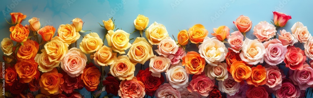 Vibrant Bouquet: Colorful Roses on a Soft Background Vibrant Bouquet: Colorful Roses on a Soft Background
