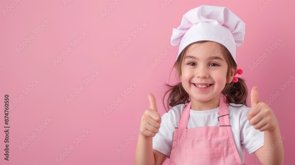 Adorable Smiling Cashier with Professional Tools Giving Thumb-Up on Pastel Background Adorable Smiling Cashier with Professional Tools Giving Thumb-Up on Pastel Background