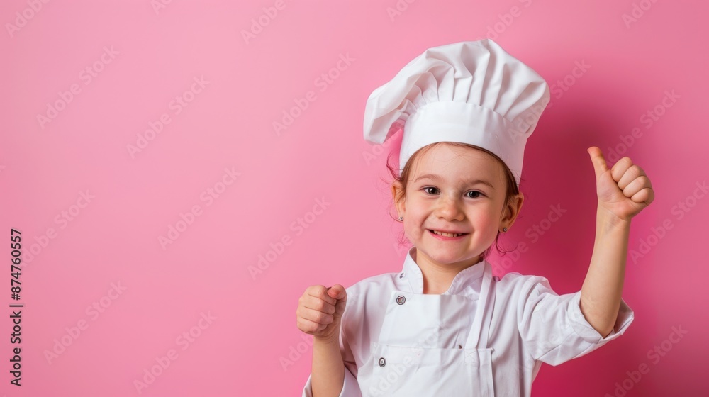 Portrait of a Cheerful Young Chef with Utensils Showing Thumbs Up on Pastel Background Portrait of a Cheerful Young Chef with Utensils Showing Thumbs Up on Pastel Background