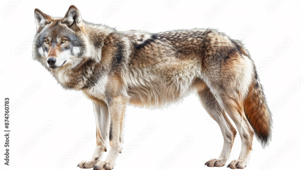 Obraz premium A wolf is standing on a white background