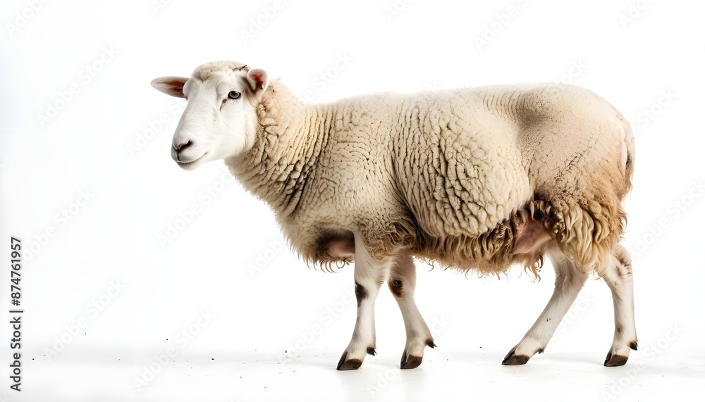 Obraz premium sheep on a white background, sheep animal photography