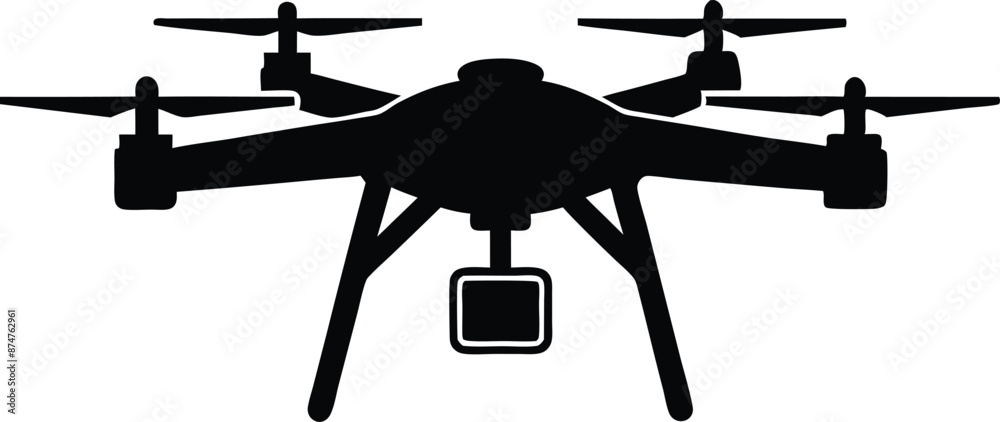 Naklejka premium Drone silhouette vector, drone camera icon silhouette vector illustration